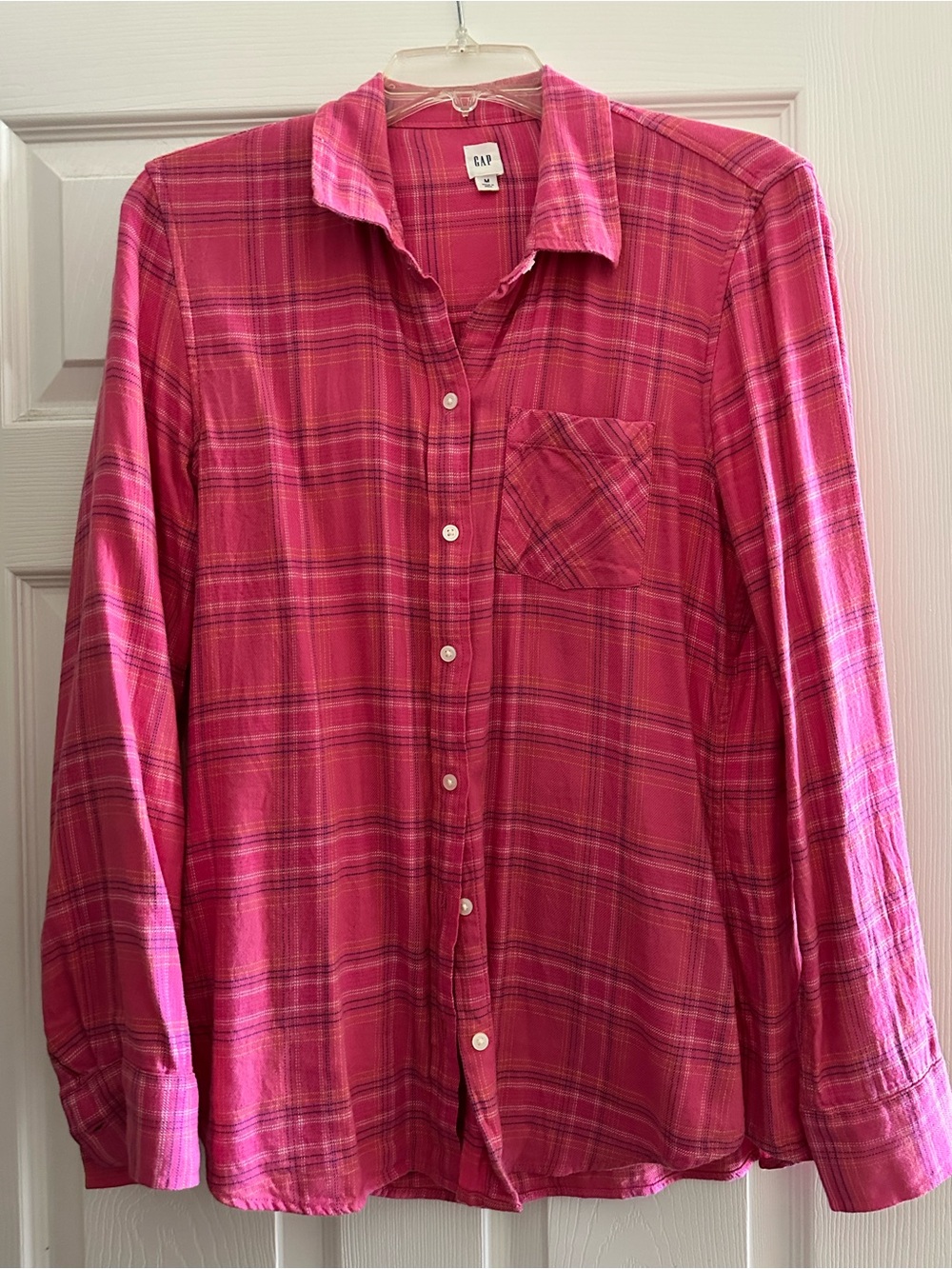 GAP Pink Plaid Flannel Button-Down Shirt